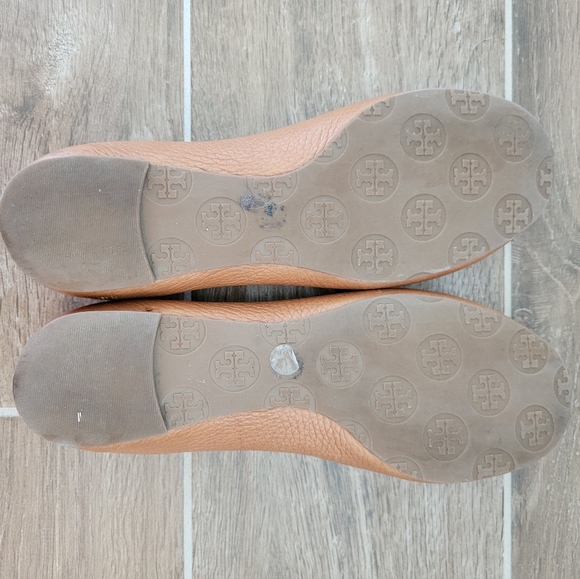 Tory Burch Reva tumbled leather royal tan ballet flats size 5 - Picture 7 of 9